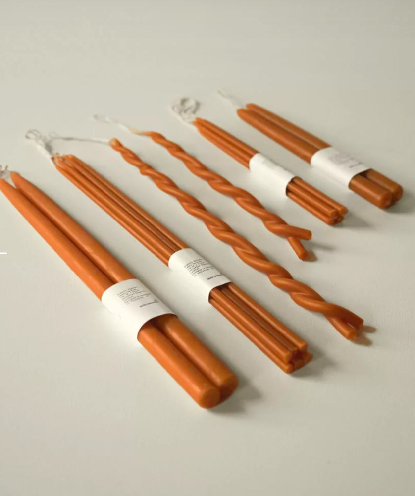 Skars Organics ~ Organic Hand Dipped Beeswax Candle Pair ( Paprika )